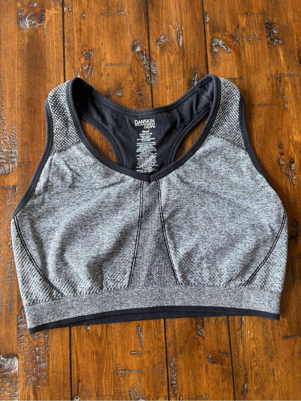 Danskin Gray and Black Seamless Racerback Sports Bra
